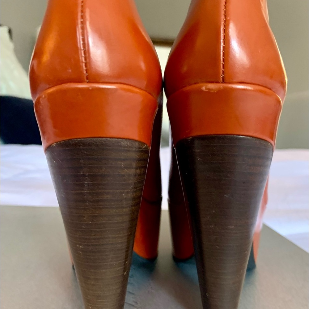 Robert Clergerie Burnt Orange Platform Heels - Picture 9 of 9